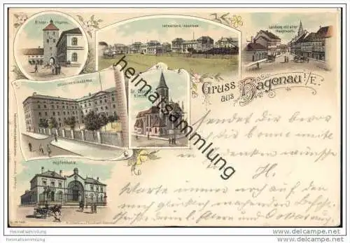 Gruss aus Hagenau - Haguenau - Hopfenhalle - Kasernen - Landweg