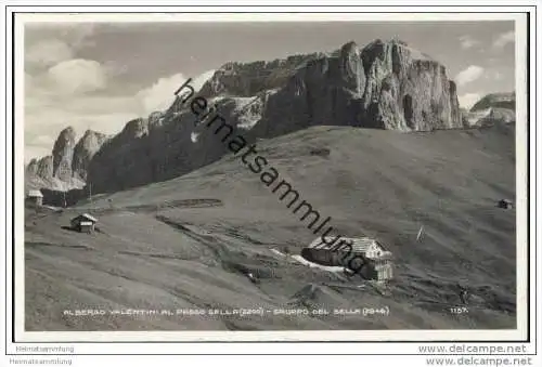 Albergo Valentini al Passo Sella - Gruppo del Bella - Foto-AK 1928