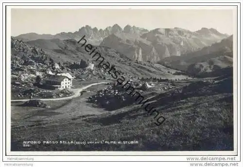 Rifugio Passo Sella - verso l'Alpe di Stubia - Foto-AK 1928