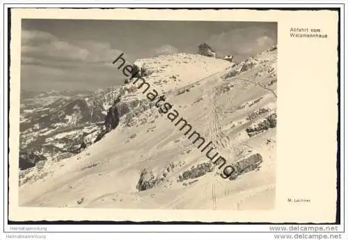 Abfahrt vom Watzmannhaus - Foto-AK