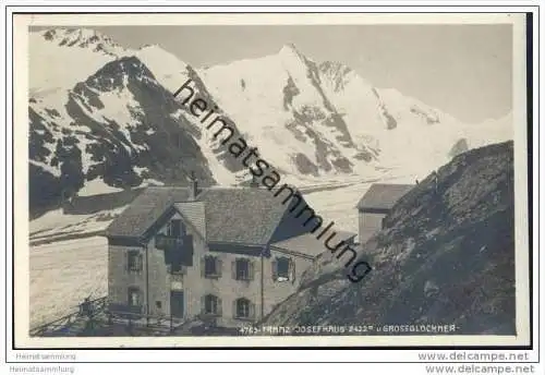 Franz-Josefhaus am Pasterzenkees und Grossglockner - Foto-AK 20er Jahre