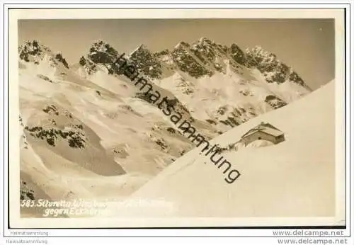 Silvretta - Wiesbadenerhütte gegen Eckhörner - Foto-AK 30er Jahre