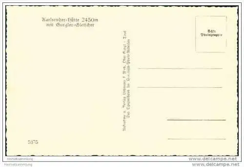 Karlsruher Hütte mit Gurgler-Gletscher - Foto-AK 40er Jahre