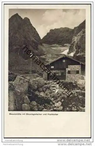 Blaueishütte mit Blaueisgletscher und Hochkalter - Foto-AK