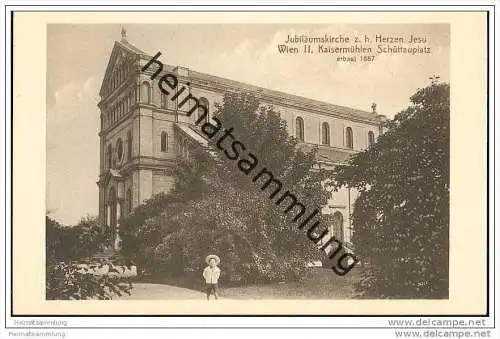 Wien II. - Kaisermühlen Schüttauplatz - Jubiläumskirche z. h. Herzen Jesu ca. 1910