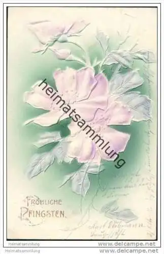 Fröhliche Pfingsten - Heckenrosen - Prägedruck