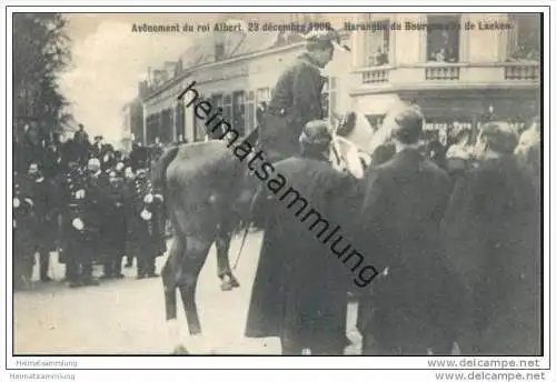 Avenement du roi Albert 23 décembre 1909 - Harangue du Bourgmestre de Laeken
