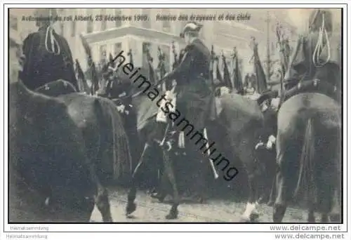 Avenement du roi Albert 23 décembre 1909 - Remise des drpeaux et des clefs