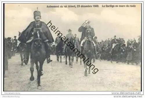Avênement du roi Albert 23 décembre 1909 - Le Cortège en cours de route