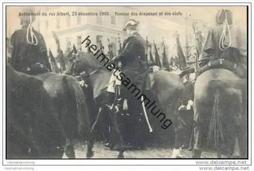 Avenement du roi Albert 23 décembre 1909 - Remise des drapeaux et des clefs