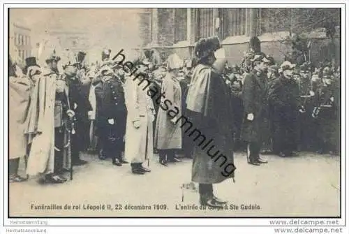 Funérailles du roi leopold II - 22 décembre 1909 - L'entrée du corps à Ste Gudule