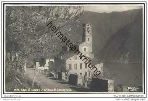 Lago di Lugano - Chiesa di Castagnola - Foto-AK 30er Jahre