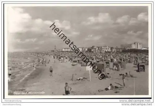 Warnemünde - Strand - Foto-AK 40er Jahre