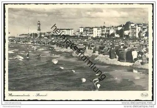 Warnemünde - Strand - Foto-AK 40er Jahre