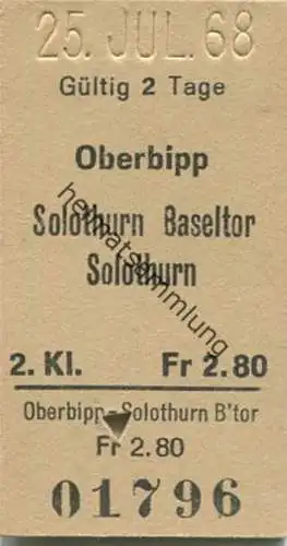 Schweiz - Oberbipp - Solothurn-Baseltor Solothurn - Fahrkarte 1968