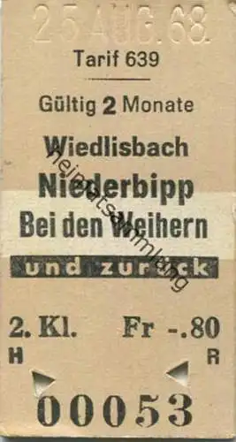 Schweiz - Wiedlisbach - Niederbipp Bei den Weihern und zurück - Fahrkarte 1968