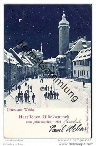 Weida - Nachtkarte - Verlag Rudolf Alander Weida (G19626) gel. 1900
