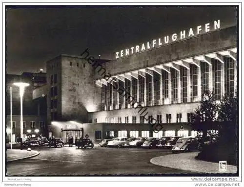 Berlin - Zentral-Flughafen bei Nacht - Foto- AK Grossformat