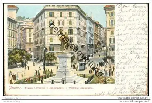 Genova - Piazza Corvetto e Monumento a Vittorio Emanuele