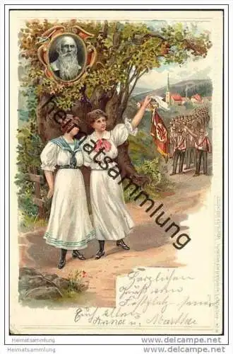 Turnervereinigung - Präge-Lithografie - Turnvater Jahn