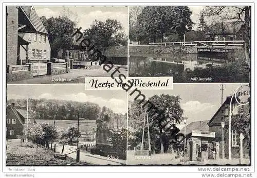 21398 Neetze im Wiesental - Dorfstrasse - Mühlenteich - Schule - Shell Tankstelle 50er Jahre
