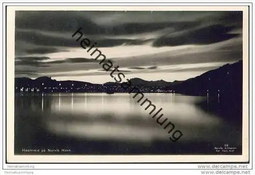 Narvik Havn - Nachtaufnahme - Foto-AK 30er Jahre