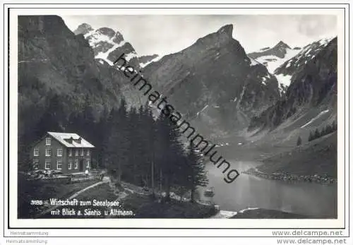 Wirtschaft zum Seealpsee mit Blick auf Säntis und Altmann - Foto-AK