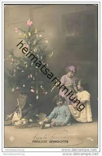 Weihnachten - Foto-AK - coloriert - Spielzeug - Teddy - Puppe