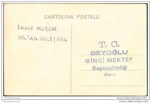 Istanbul - Moschee Sultan Suleyman  - Innenaufnahme - Foto-AK 30er Jahre