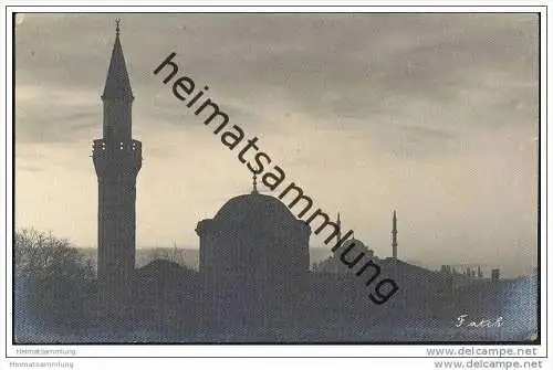 Istanbul - Fatih Camii - Nachtaufnahme - Foto-AK 30er Jahre