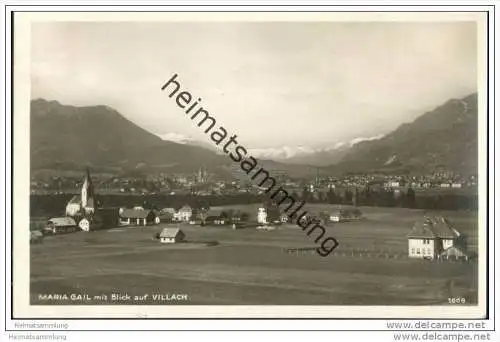 Maria Gail mit Blick auf Villach - Foto-AK 1927