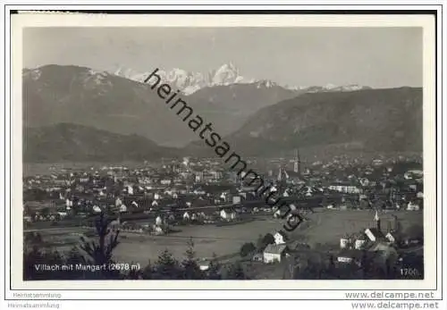 Villach mit Mangart - Foto-AK 1930