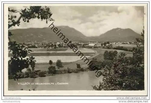 Villach mit Villacheralpe und Erzberg - Foto-AK 1930