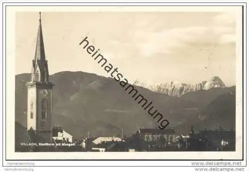 Villach - Stadtturm mit Mangart - Foto-AK 1927