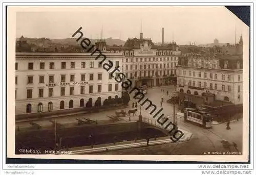 Göteborg - Hotelplateen - Strassenbahn - Foto-AK ca. 1930