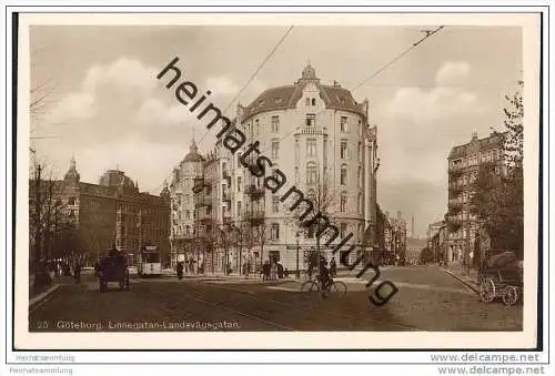 Göteborg - Linnegatan-Landsvägsgatan - Strassenbahn - Foto-AK ca. 1930