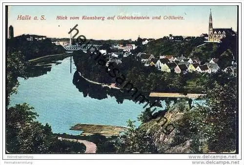 Halle - Blick vom Klausberg auf Giebichenstein und Cröllwitz - Feldpost