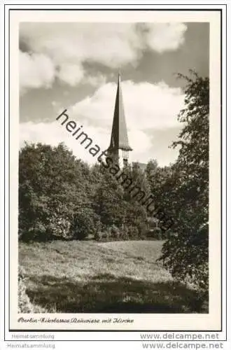 Berlin-Nikolassee - Rehwiese mit Kirche - Foto-AK 50er Jahre