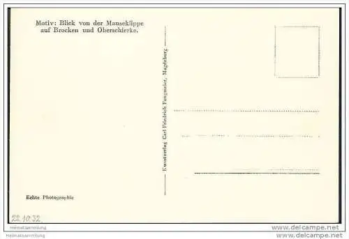 Schierke - Blick von der Mauseklippe auf Oberschierke - Foto-AK 30er Jahre