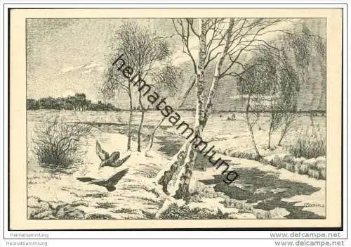 Landschaft Â? Künstlerkarte signiert F. Meumann 1916