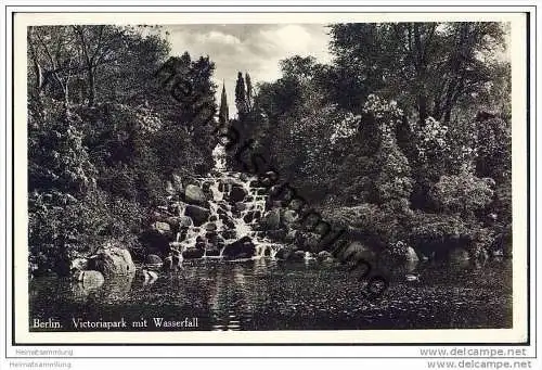 Berlin - Viktoriapark mit Wasserfall - Foto-AK