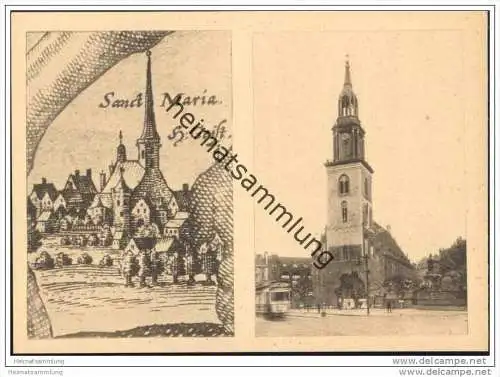 Berlin - Einst und jetzt - Die Marienkirche im 17. Jahrhundert und Marienkirche mit Lutherdenkmal