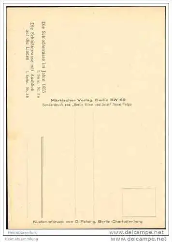 Einst und jetzt - Die Schlossterrasse im Jahre 1855 und Die Schlossterrasse mit Ausblick auf die Linden