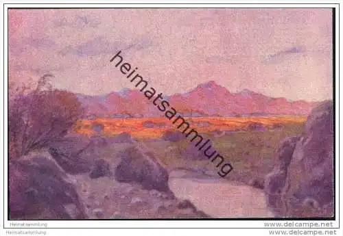 Kolonien - Kolonialkriegerdank - Landschaft aus DSW - Künstlerkarte nach einem Gemälde von Prof. Peter Paul Müller