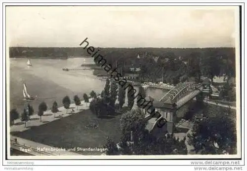 Berlin-Tegel - Hafenbrücke und Strandanlagen - Foto-AK