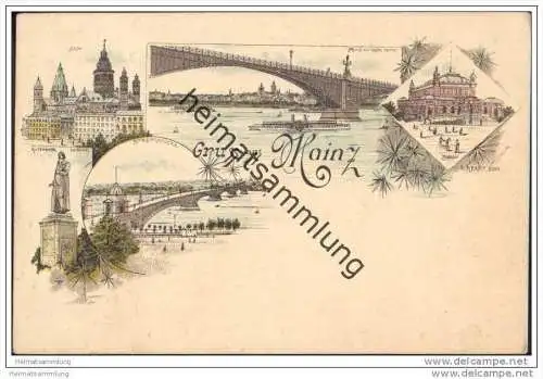 Gruss aus Mainz - Gutenberg Denkmal - Stadthalle - Strassenbrücke - Dom