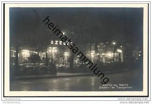 Berlin-Tiergarten bei Nacht Zelt 2 - Foto-AK ca. 1930