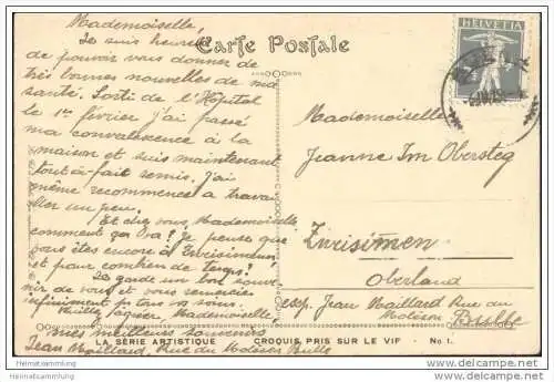 Militär - Soldatenkarte - AVX Frontières Suisses 1914 - Künstlerkarte signiert L Perrin