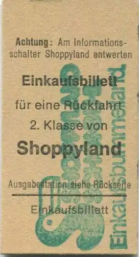 Schweiz - Schönbühl - Einkaufsbillett für eine Hin- und Rückfahrt 2. Klasse nach Shoppyland - Fahrkarte