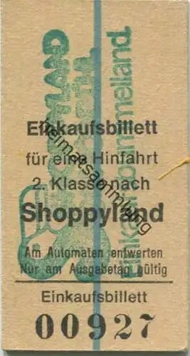 Schweiz - Schönbühl - Einkaufsbillett für eine Hin- und Rückfahrt 2. Klasse nach Shoppyland - Fahrkarte